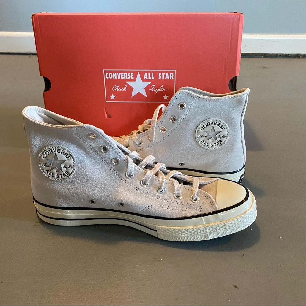 NEW! Converse Chuck 70 Suede High Top Shoes - Gray/White Unisex